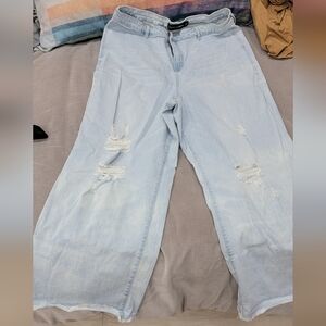 Fashion to Figure Gabrielle Union capsule distressed ripped wide leg jeans